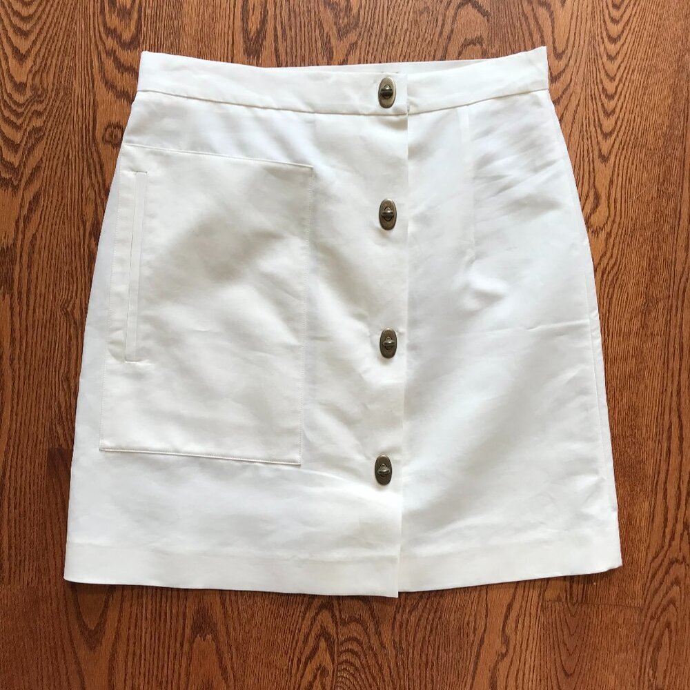 NWT MARNI Latch One Pocket Mini Skirt Womens 42 US 6 Ivory Cream Cotton Silk NEW